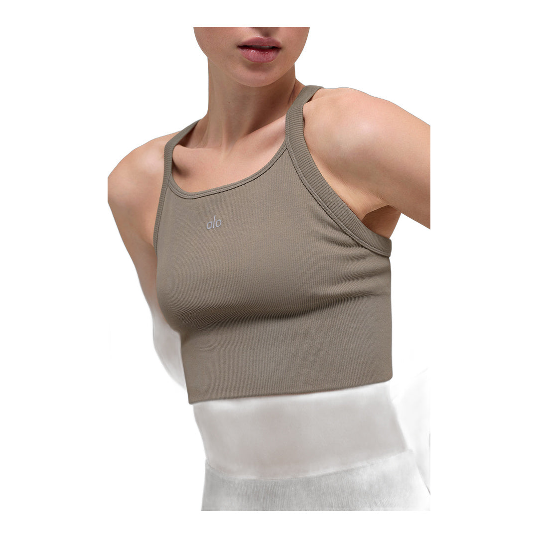 alo Seamless Ribbed Favorite Bra Tank - Light Cocoa