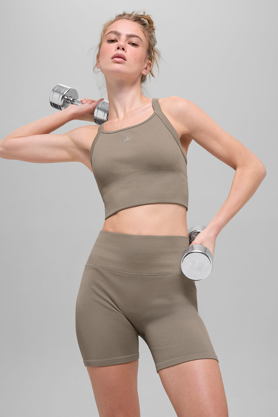 alo Seamless Ribbed Favorite Bra Tank - Light Cocoa