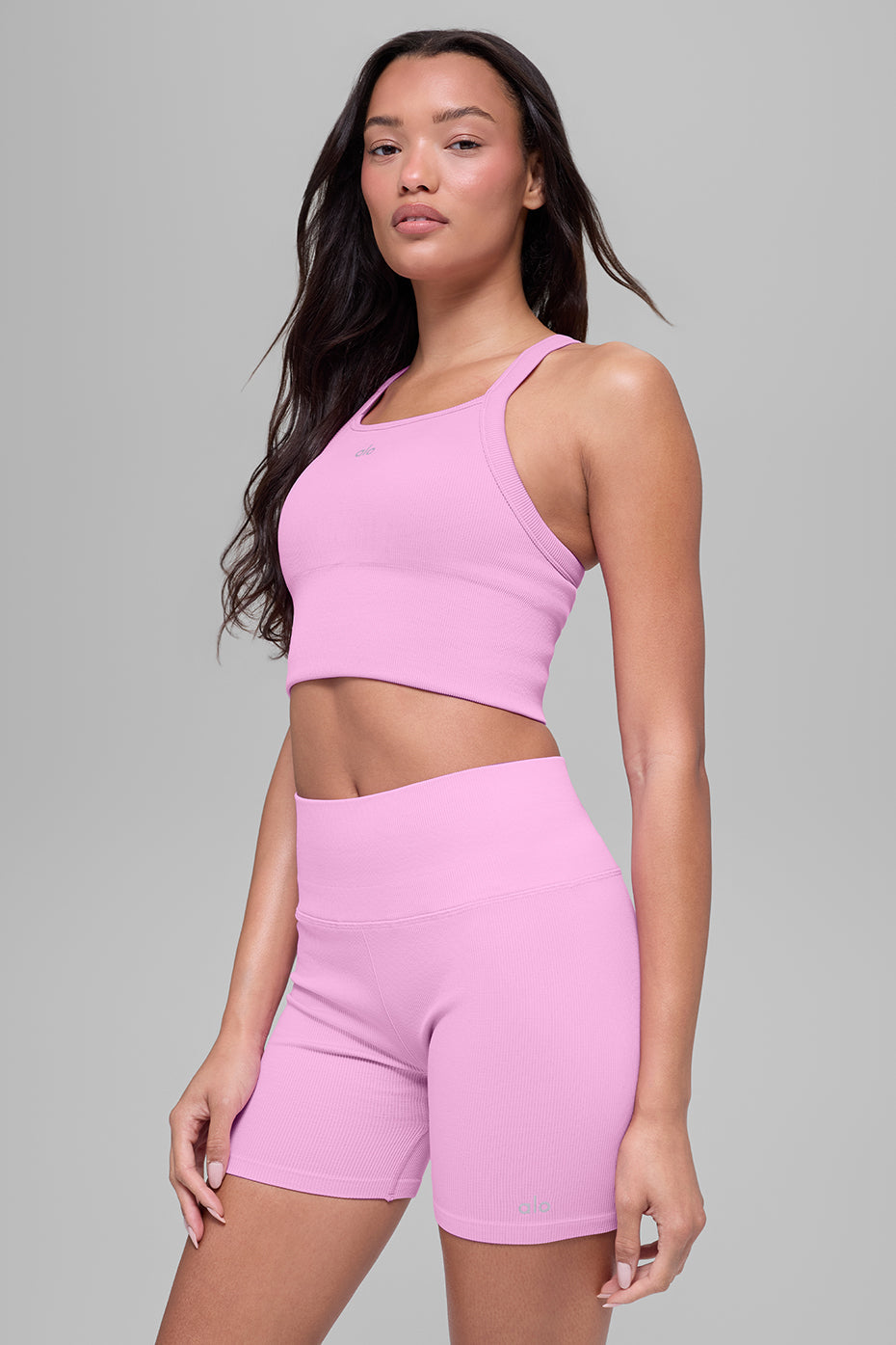 alo Seamless Ribbed Favorite Bra Tank - Candy Heart Pink