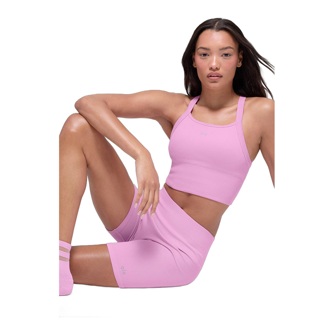 alo Seamless Ribbed Favorite Bra Tank - Candy Heart Pink