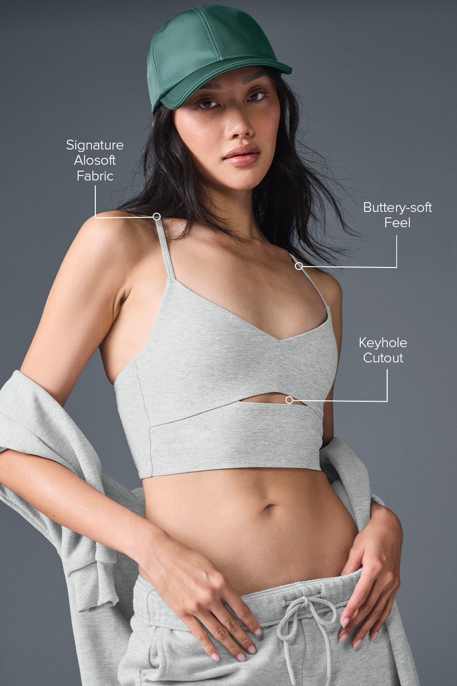 alo Alosoft Highlight Bra - Athletic Heather Grey