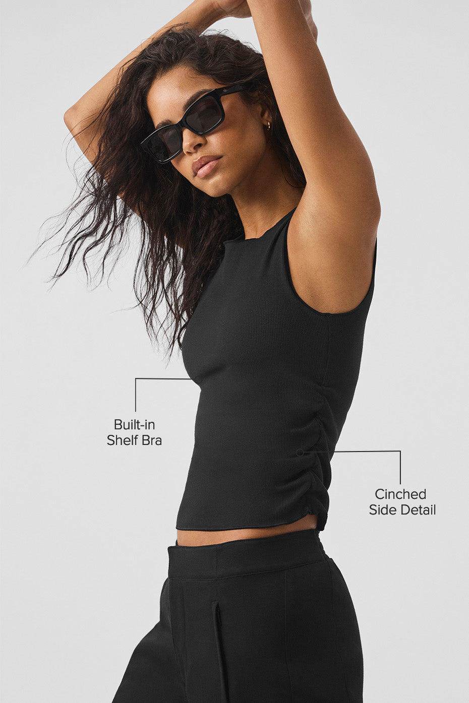 alo Ribbed En Pointe Tank - Black