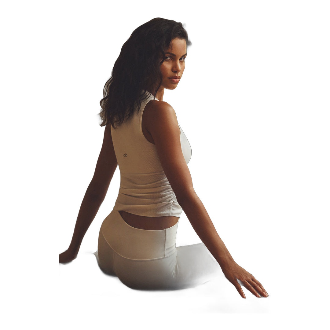 alo Ribbed En Pointe Tank - Ivory