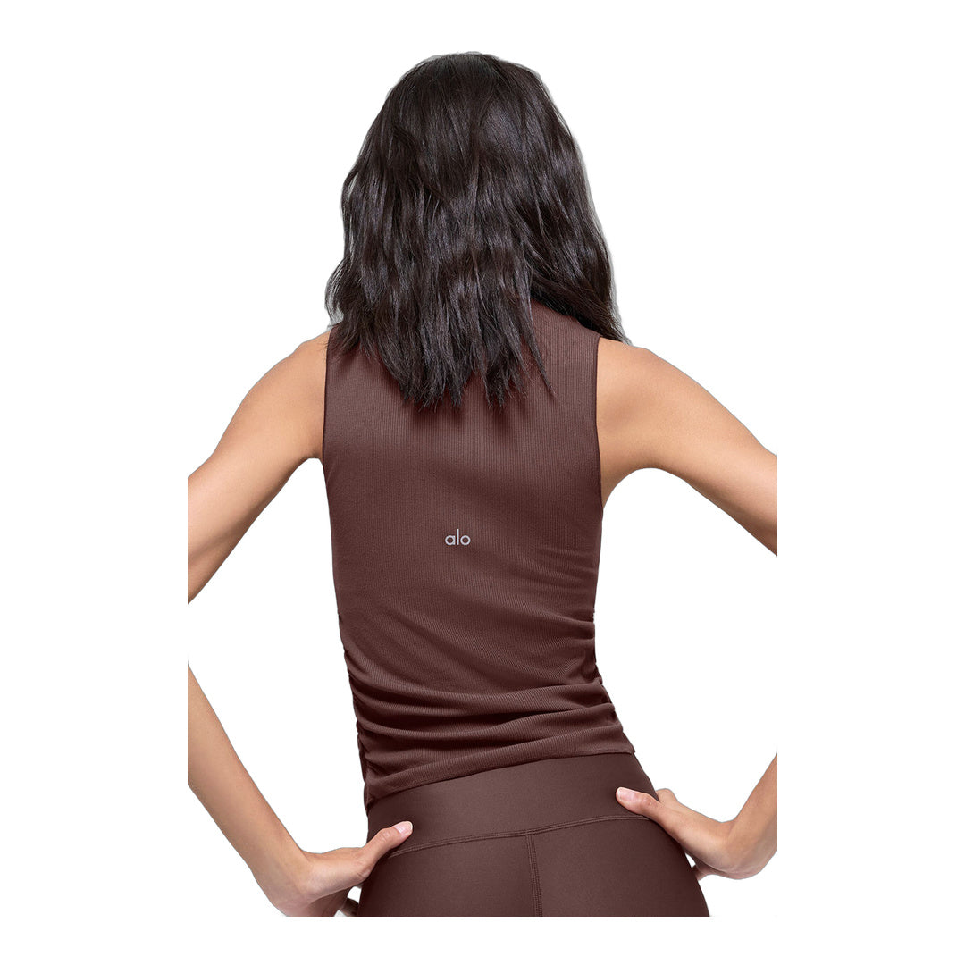 alo Ribbed En Pointe Tank - Brownstone