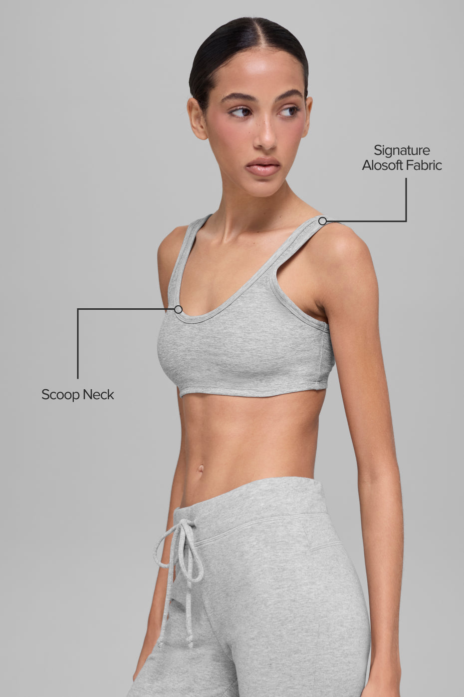 alo Alosoft Center Stage Bra - Athletic Heather Grey