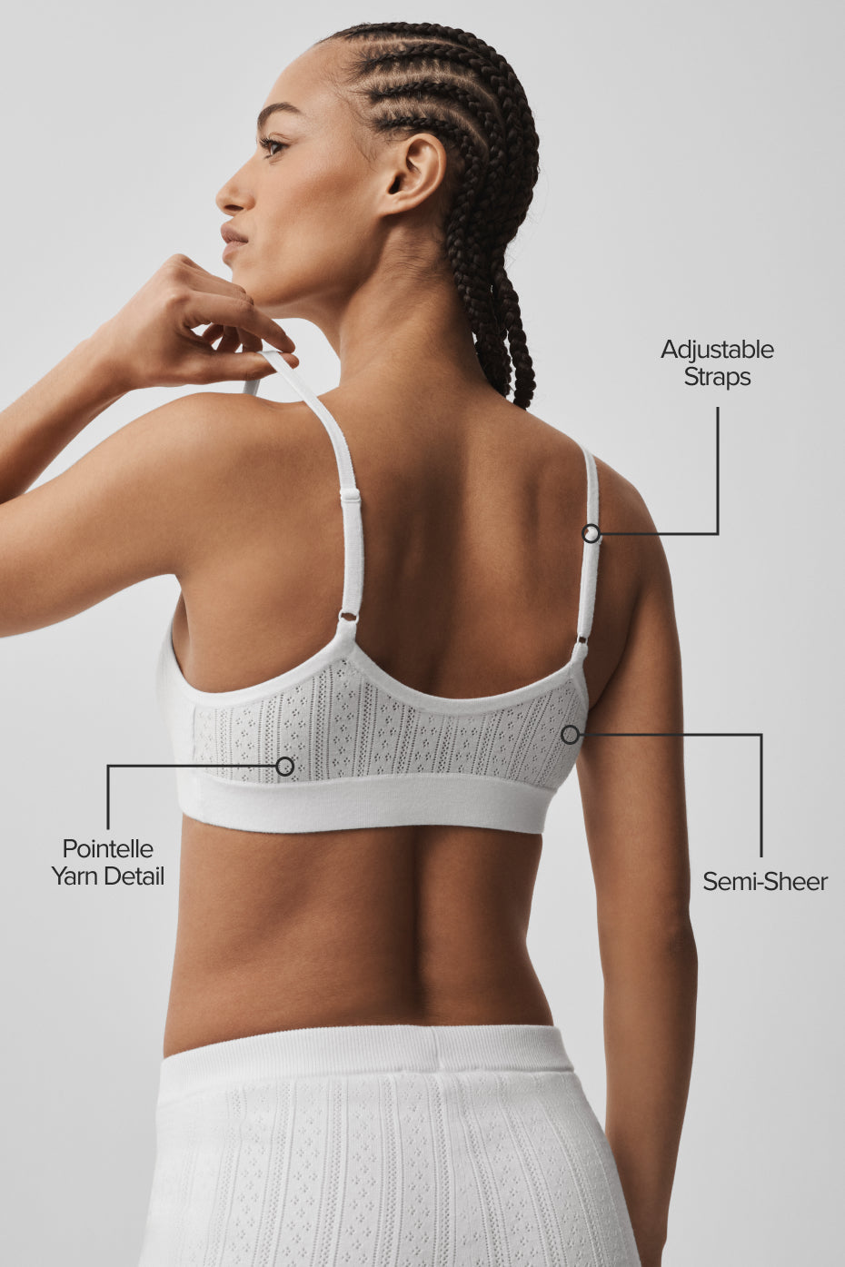 alo Pointelle Sweater Be Mine Bra - Semi Sheer White