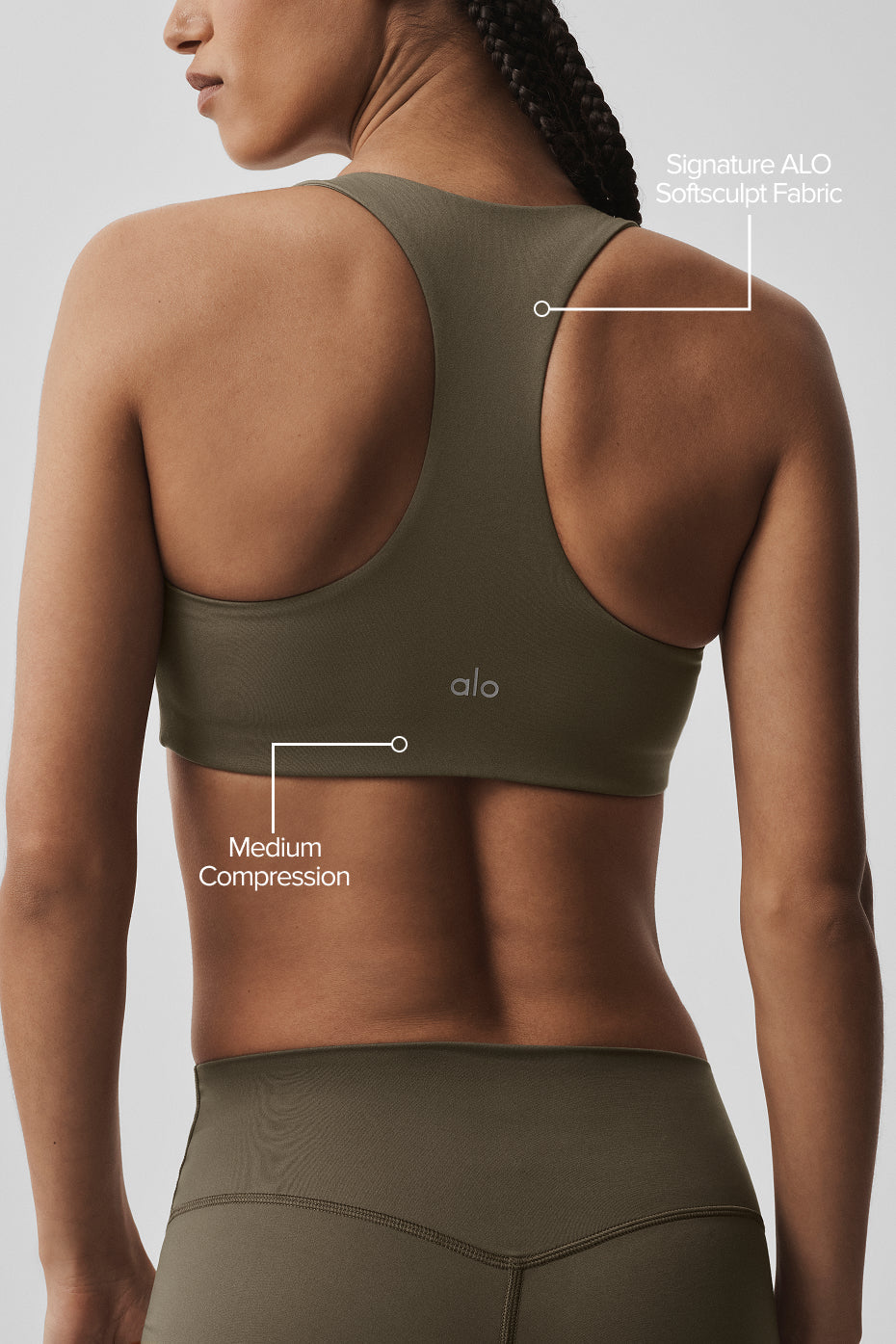 alo ALO Softsculpt Base Bra - Olive Tree