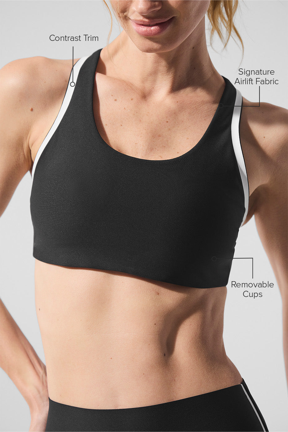 alo Airlift Super Sleek Contrast Bra - Black/White