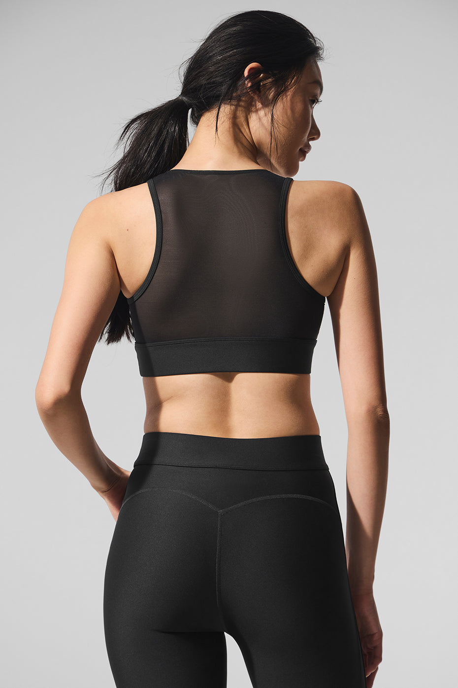 alo Airlift Mesh Just Right Bra - Black