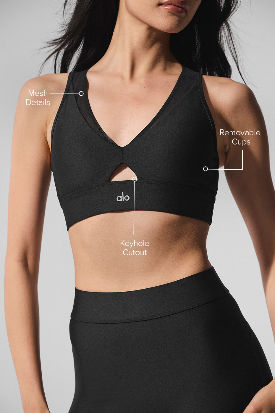 alo Airlift Mesh Just Right Bra - Black