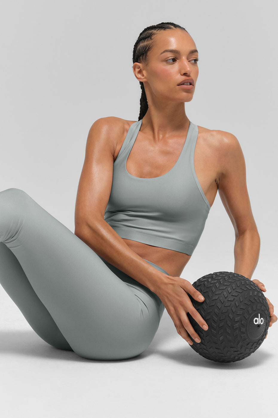alo Airlift Super Sleek Bra Tank - Lunar Grey