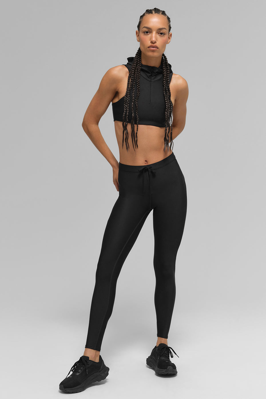 alo Airlift Light Speed Hooded Bra - Black