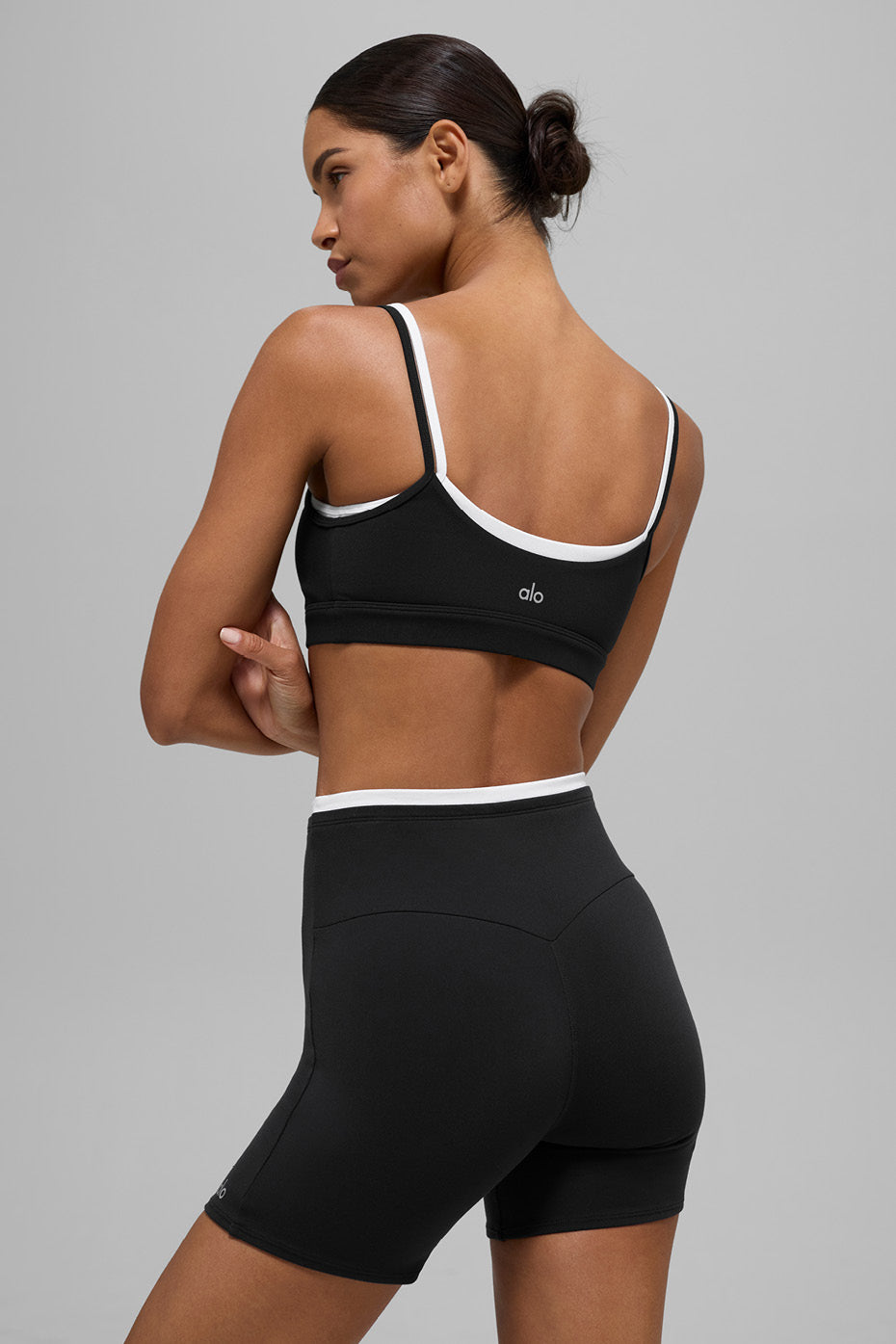alo Airbrush Double Up Bra - Black/White