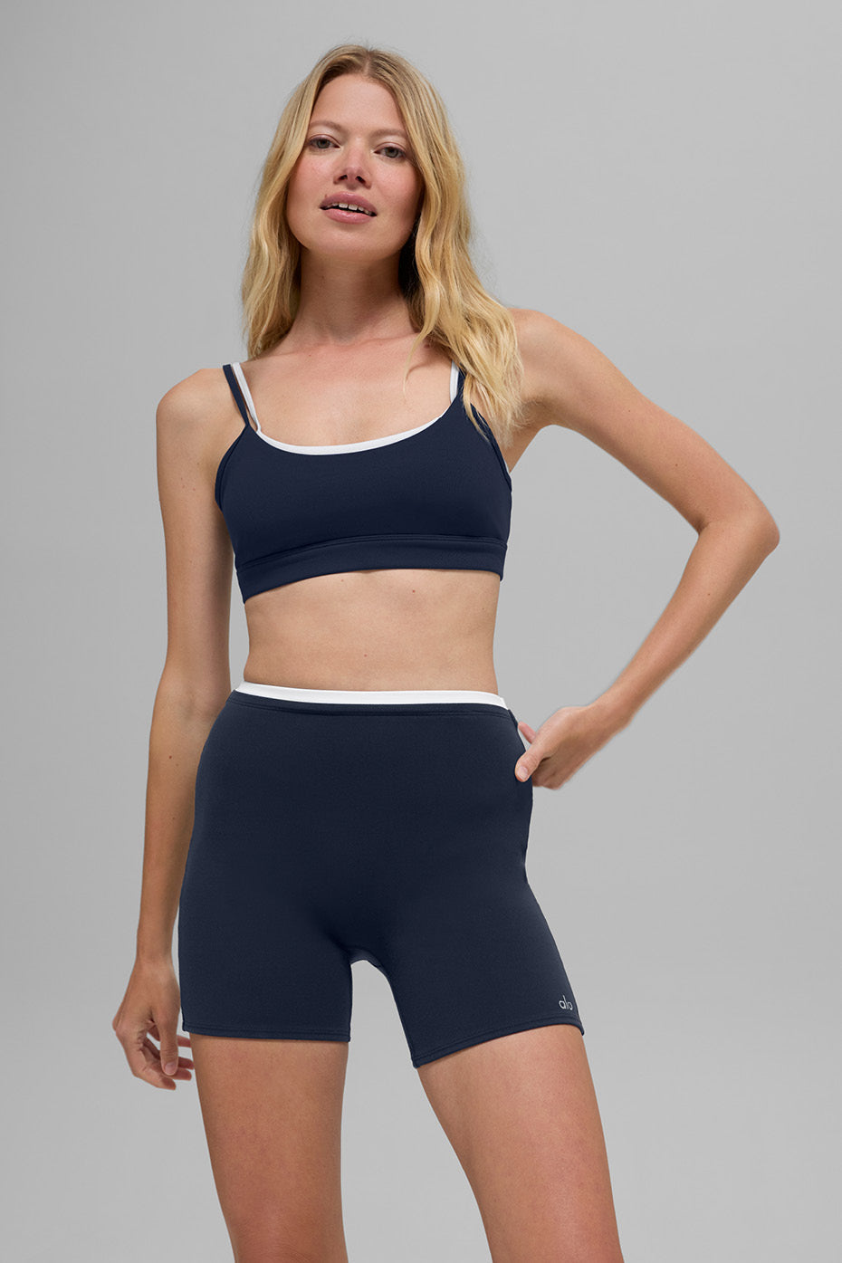 alo Airbrush Double Up Bra - Navy/White