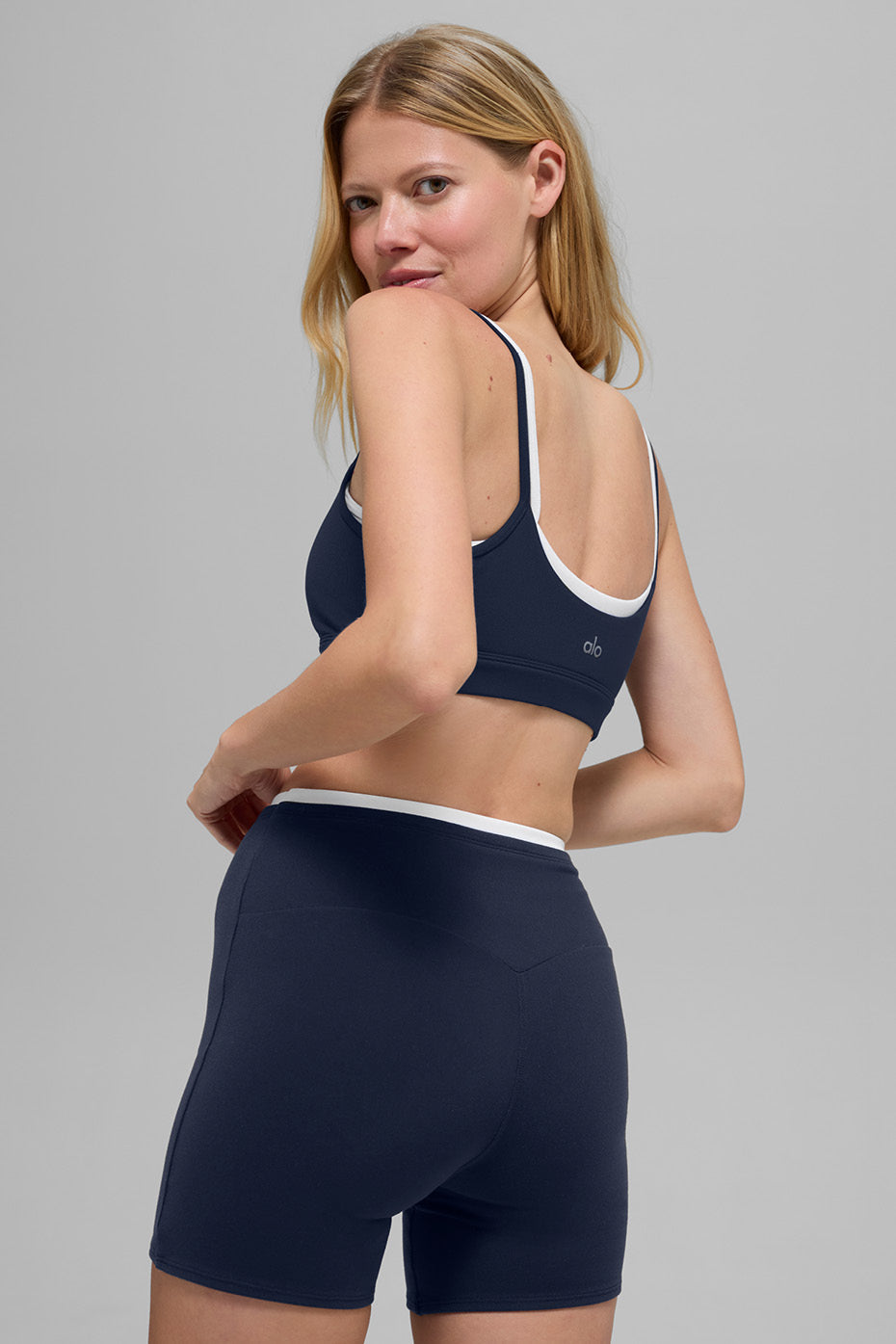 alo Airbrush Double Up Bra - Navy/White