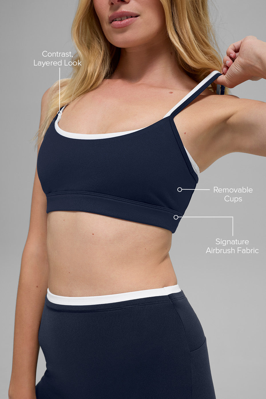 alo Airbrush Double Up Bra - Navy/White