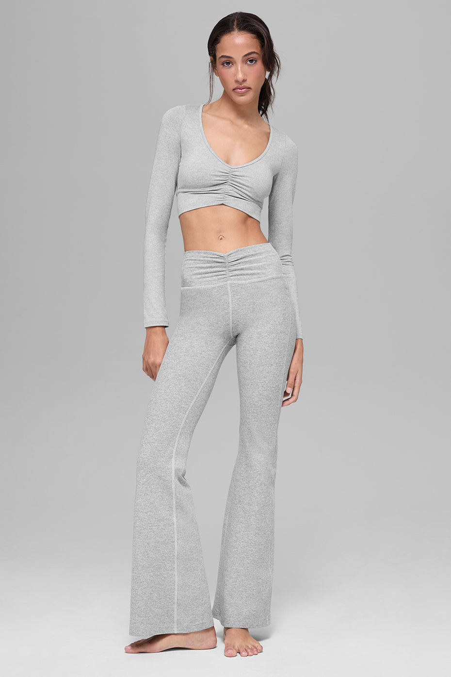 alo Alosoft Intuition Long Sleeve Bra - Athletic Heather Grey