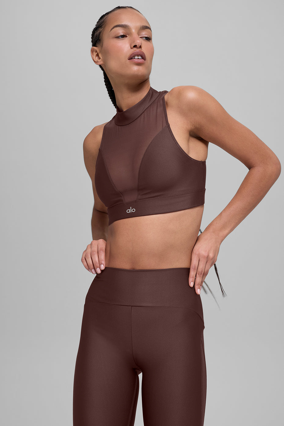alo Airlift Mesh Infatuation Bra - Brownstone