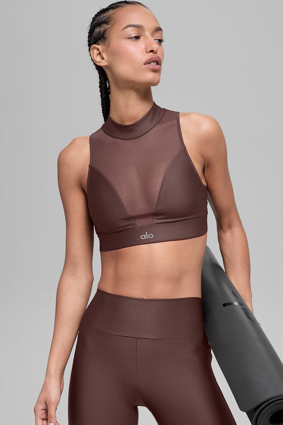 alo Airlift Mesh Infatuation Bra - Brownstone