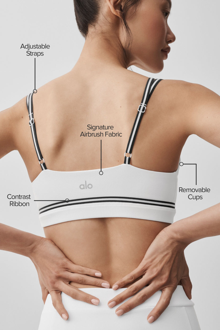 alo Airbrush Fast Track Bra - White/Black
