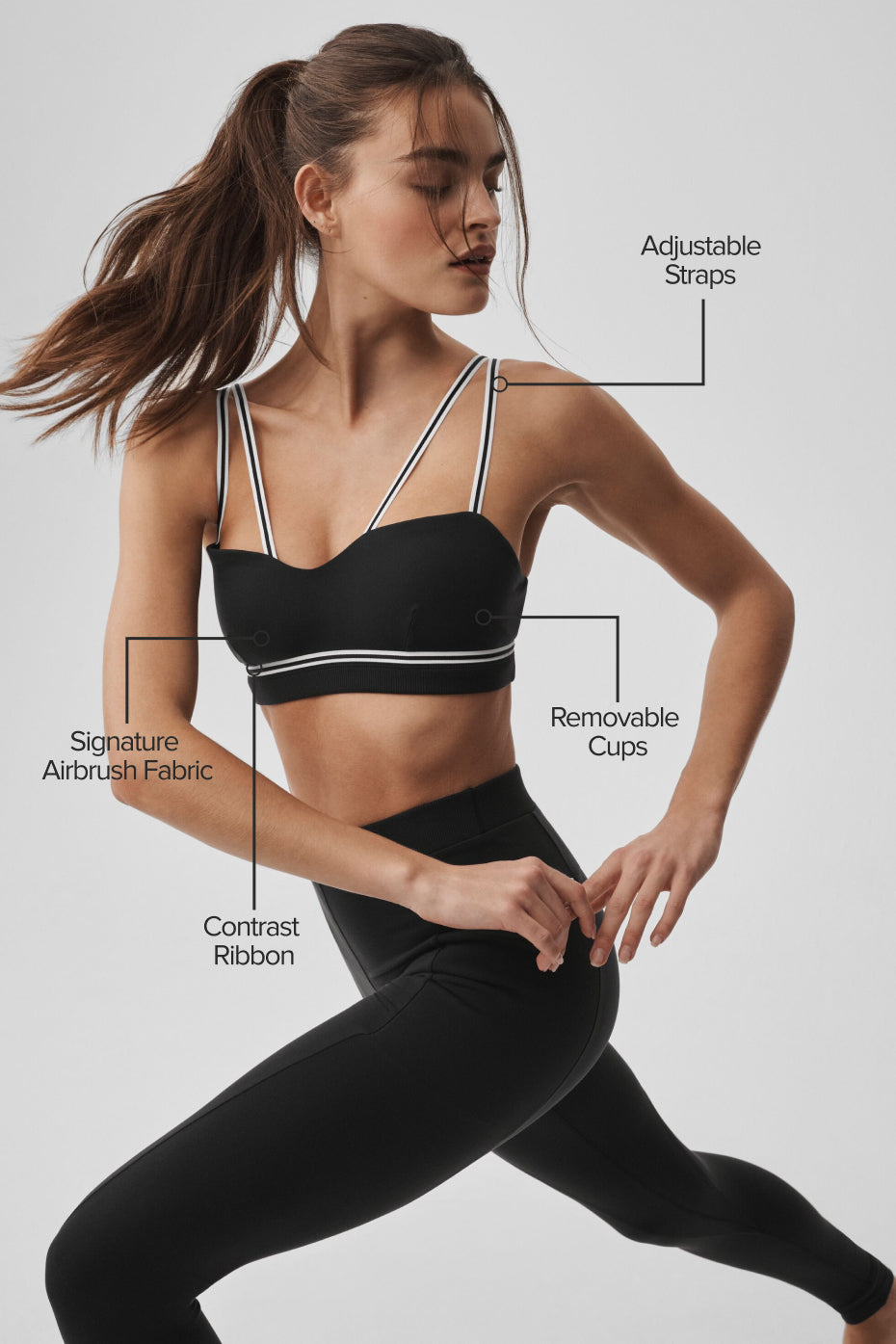 alo Airbrush Fast Track Bra - Black/White