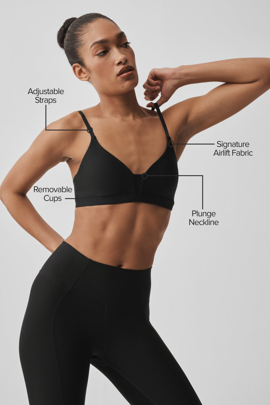 alo Airlift Fine Line Bra - Black