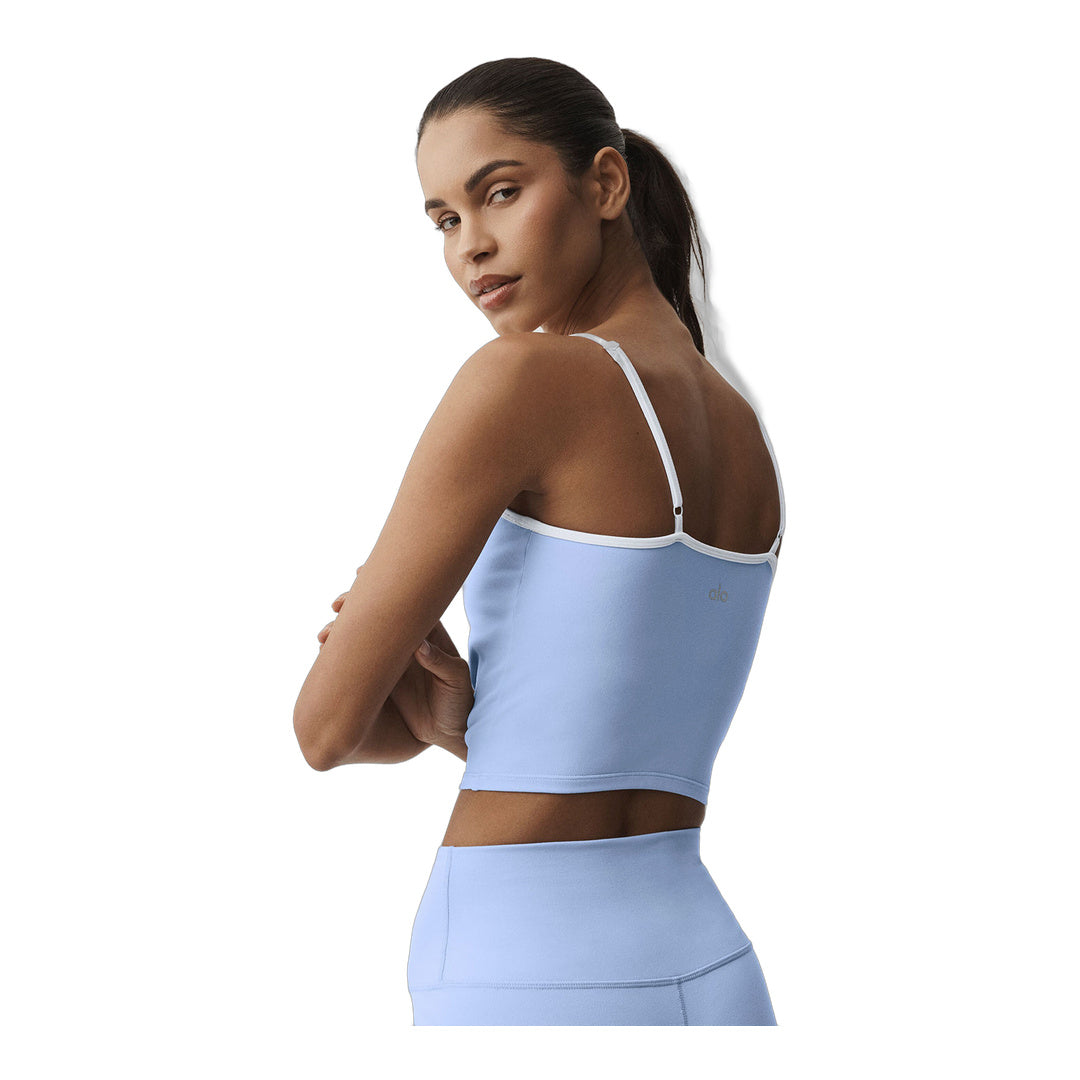 alo Airbrush Refined Bra Tank - Light Provence Blue/White