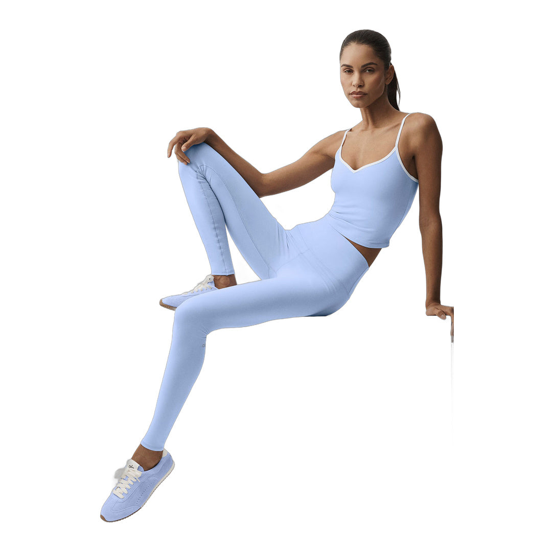 alo Airbrush Refined Bra Tank - Light Provence Blue/White