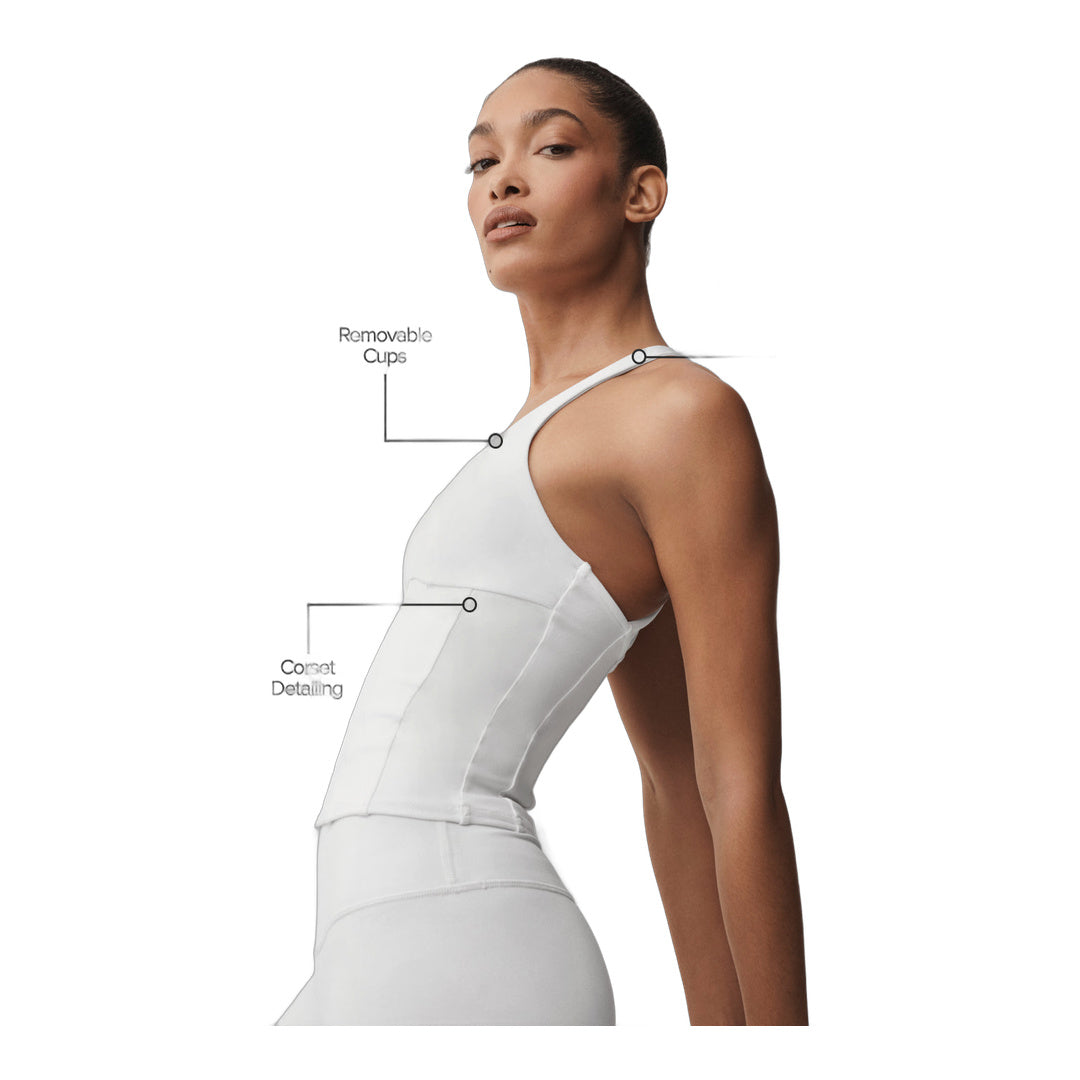 alo Airbrush Sparks Fly Corset Tank - White