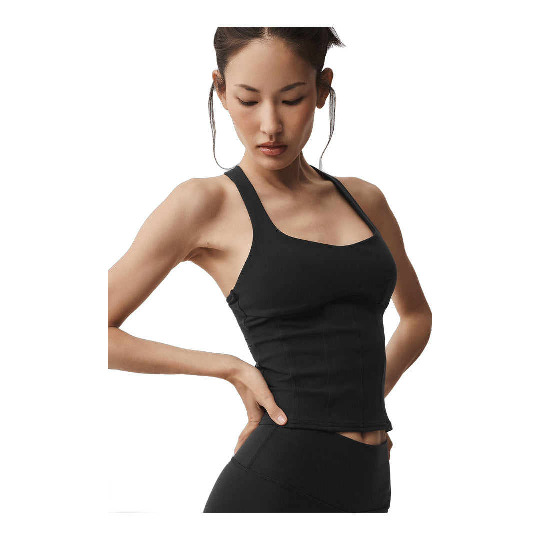 alo Airbrush Sparks Fly Corset Tank - Black
