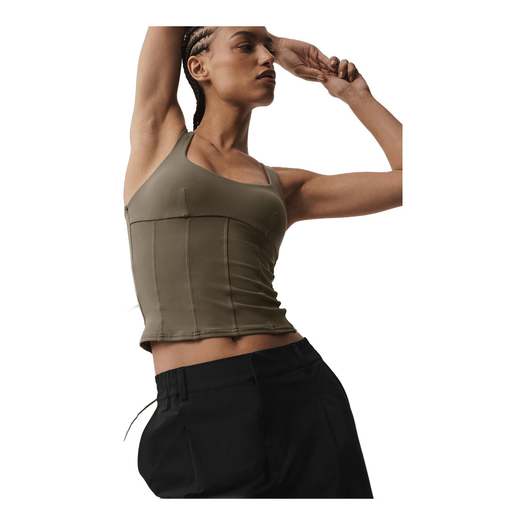 alo Airbrush Sparks Fly Corset Tank - Olive Tree
