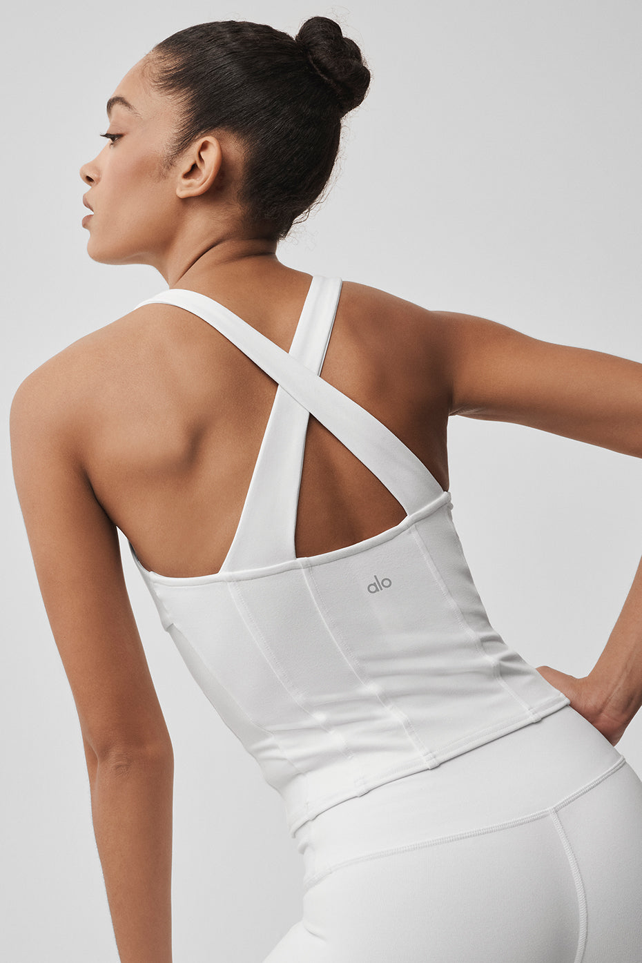 alo Airbrush Sparks Fly Corset Tank - White