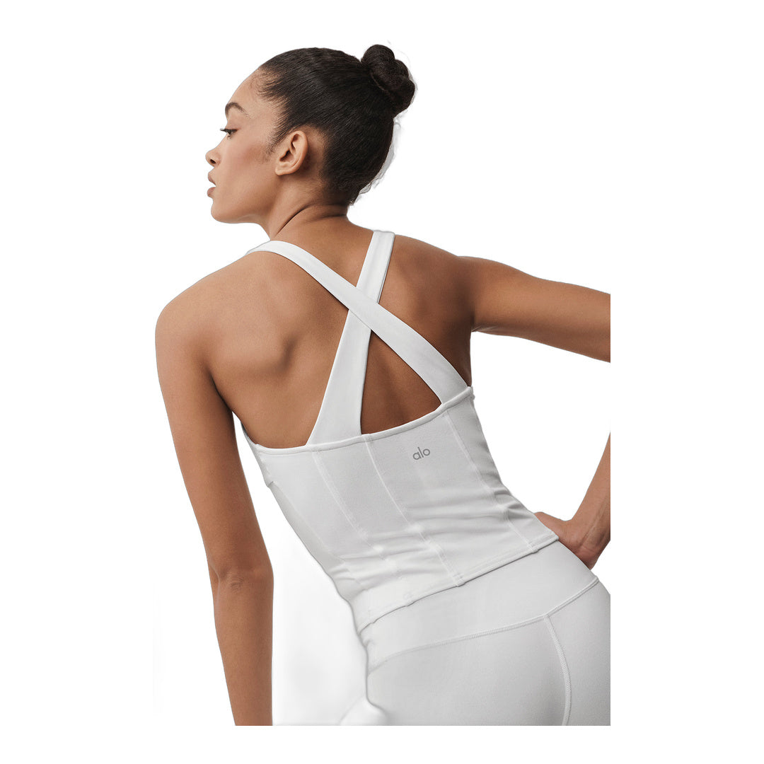 alo Airbrush Sparks Fly Corset Tank - White