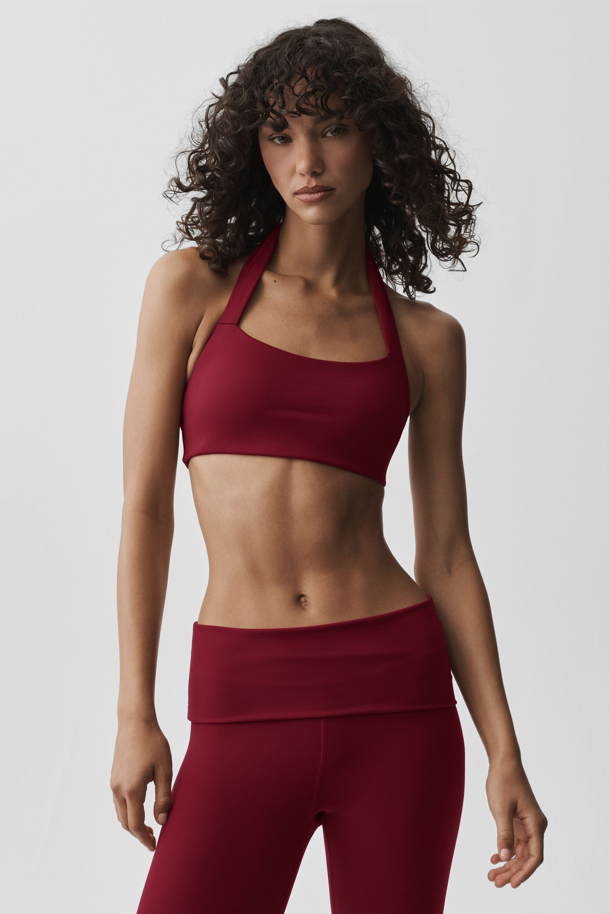 alo ALO Softsculpt Feel The Heat Halter Bra - Summer Romance Red
