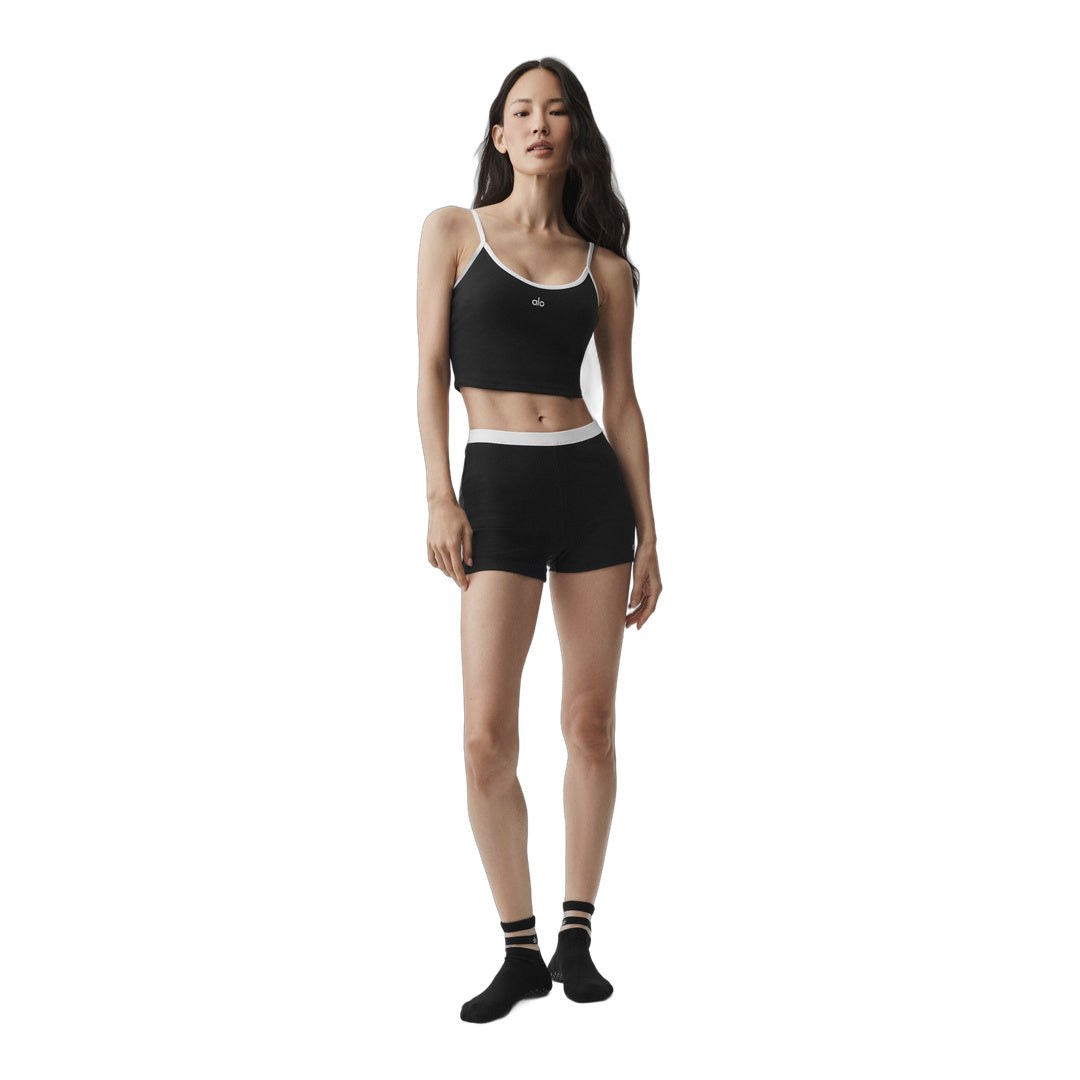 alo Goddess Ribbed First Pick Bra Tank - Black/White