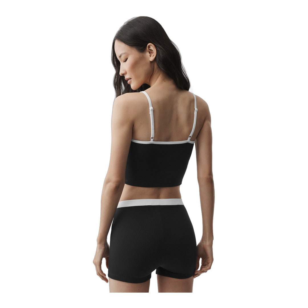 alo Goddess Ribbed First Pick Bra Tank - Black/White
