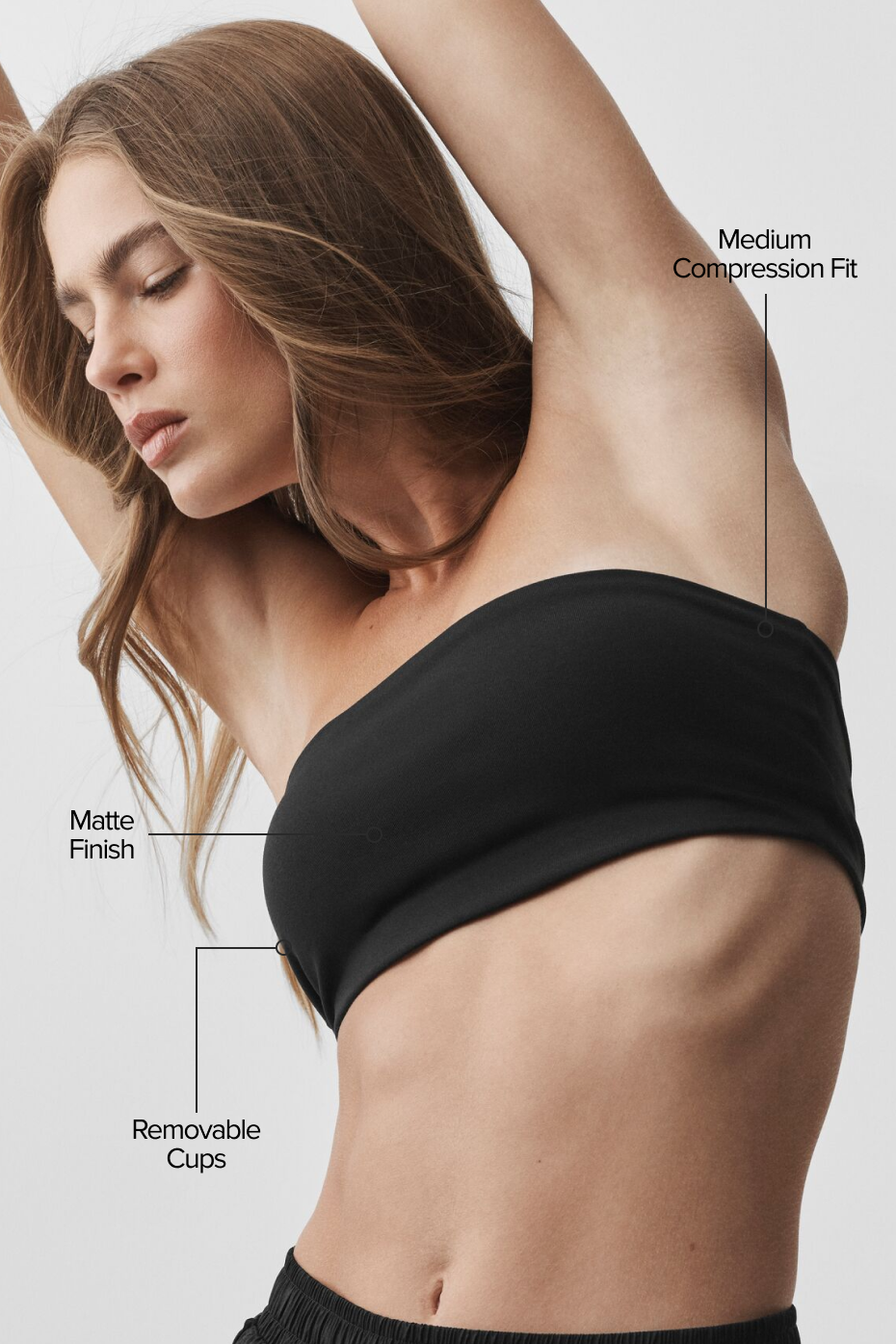 alo Airbrush Bandeau Bra - Black