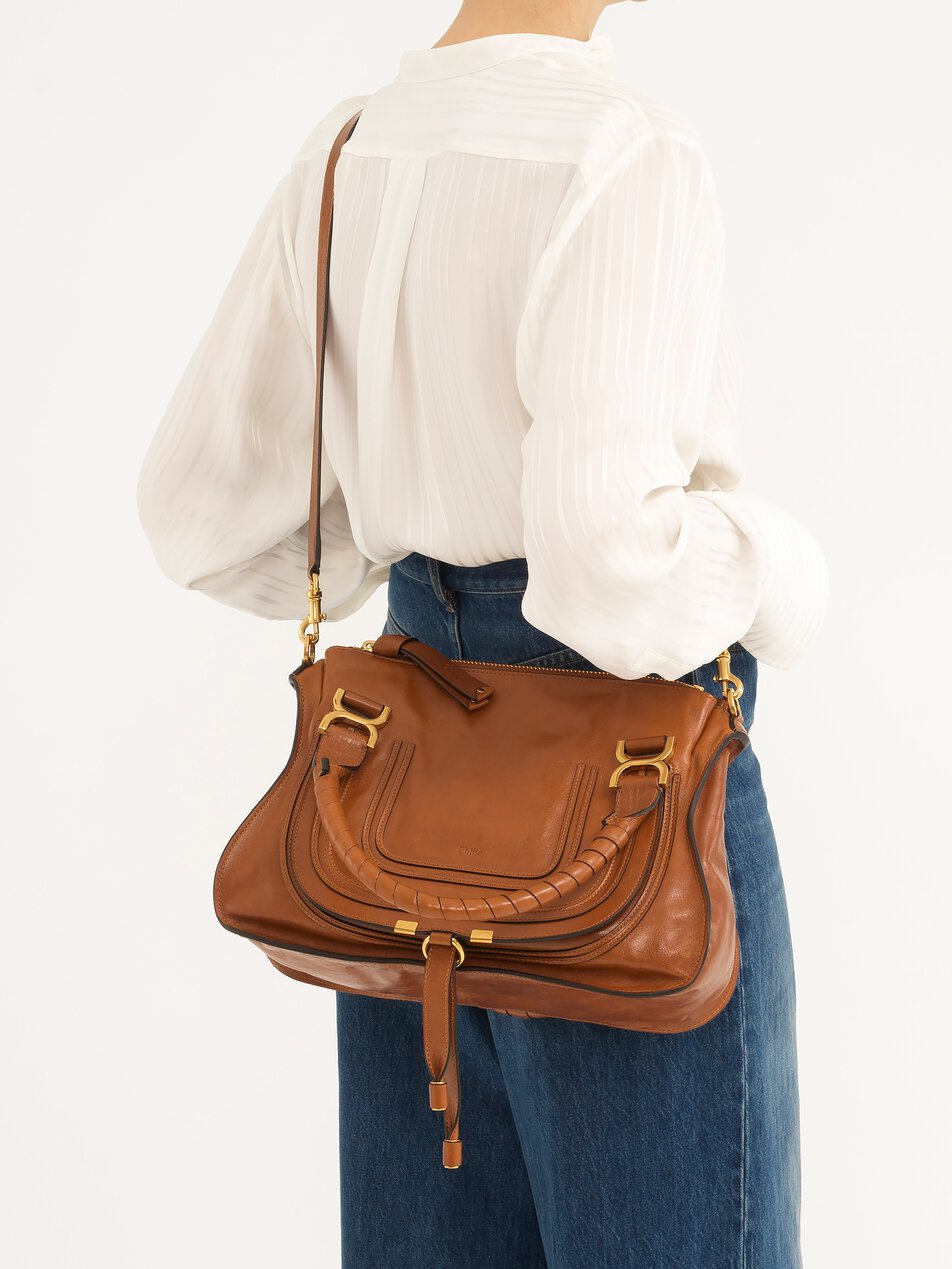 CHLOE Marcie bag in shiny leather Clay Brown