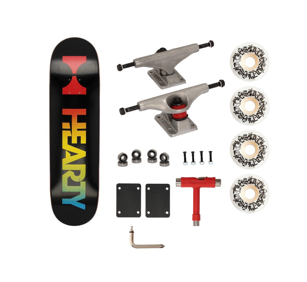 Hearty Pro-Complete Skateboard Pack- Unassembled- 8.0" & 8.25"-Neon Logo Black