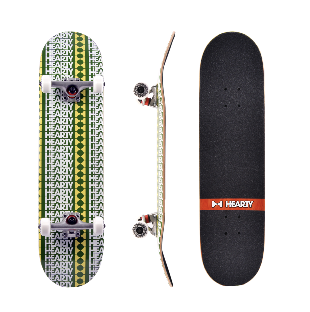 Hearty Skateboard Complete  Repeat Green 7.375" To 8.25"