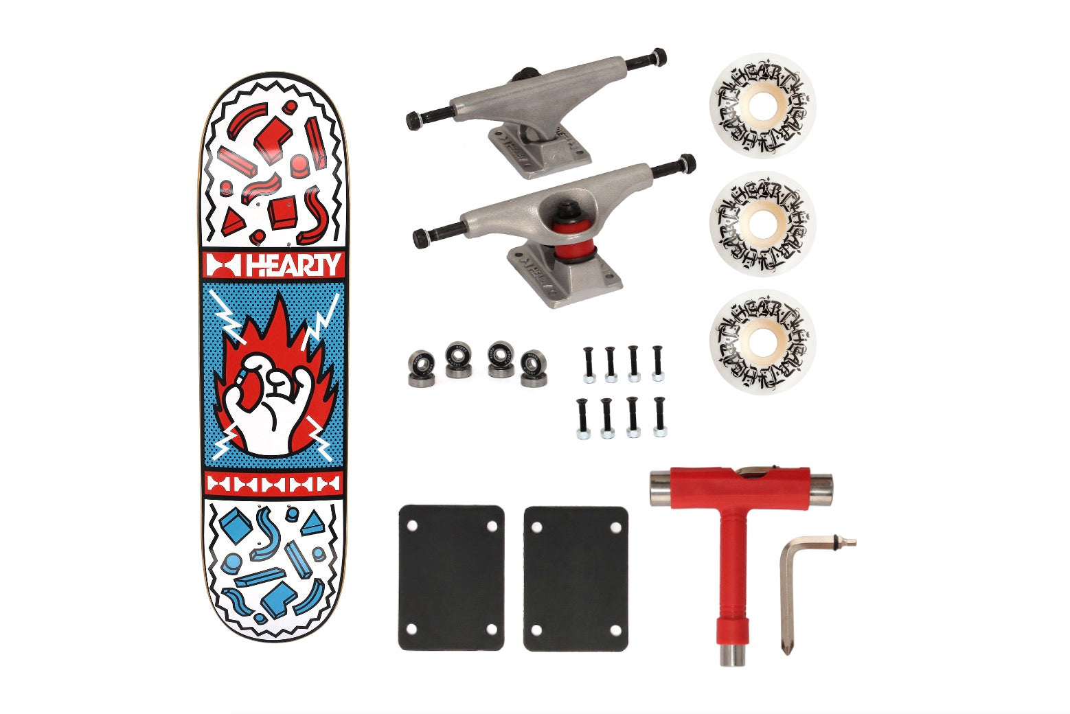 Hearty Pro-Complete Skateboard Pack- Unassembled- 8.0" & 8.25"-Chill Pill Red/Blue