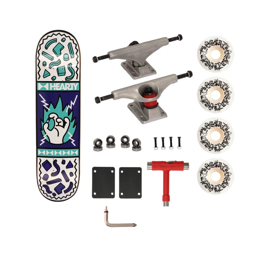 Hearty Pro-Complete Skateboard Pack- Unassembled- 8.0" -Chill Pill Green