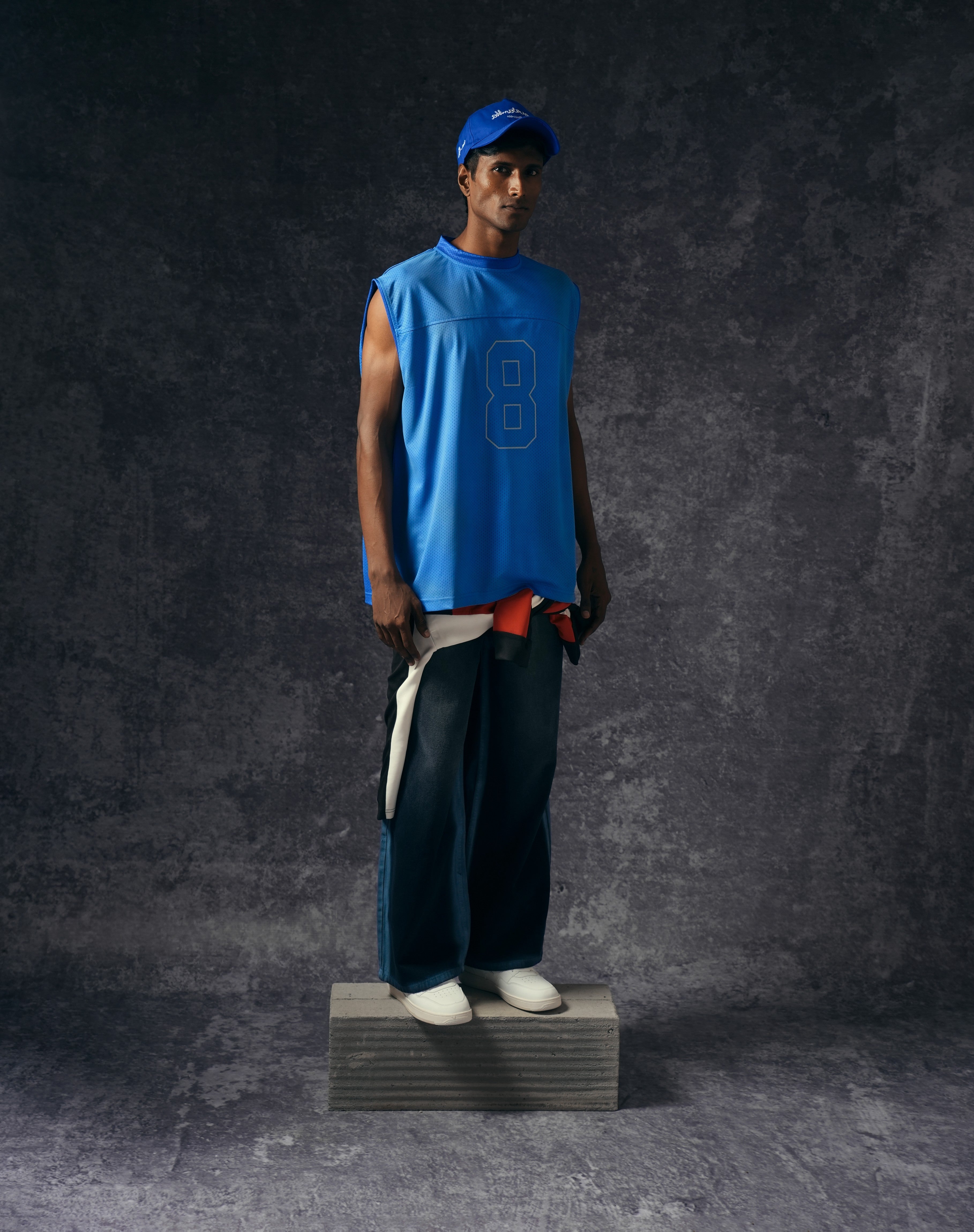 8 Blue Basic Sleeveless Jersey