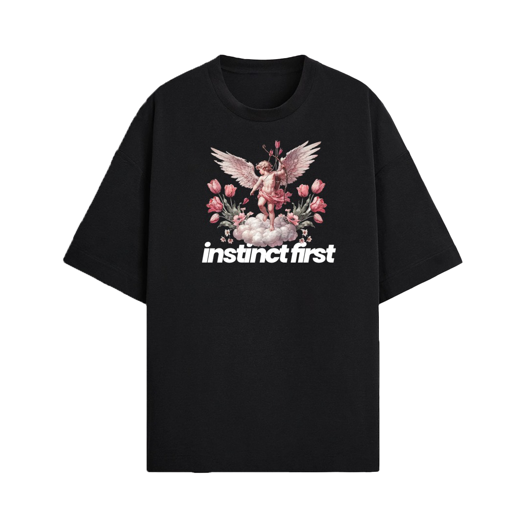 Cupid's Instinct Oversized T-shirt- Black