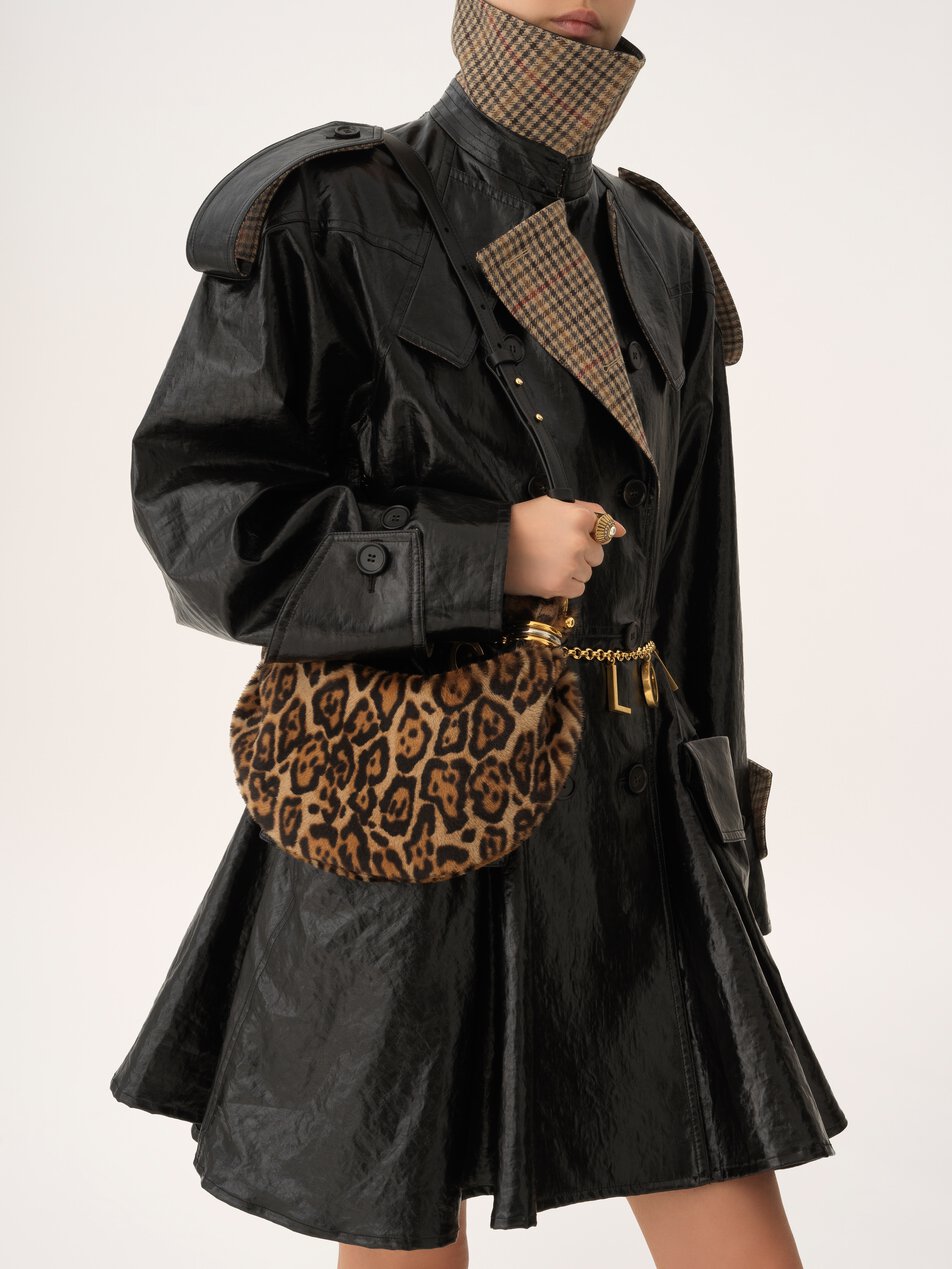 CHLOE Mini Bracelet Hobo bag in leopard-print shearling Jungle Brown