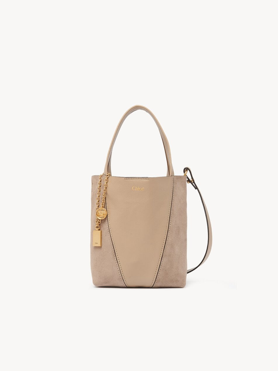 CHLOE Small Chloé Spin tote bag in grained & suede leather Boyish Brown