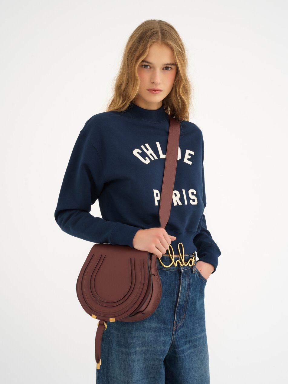 CHLOE Marcie saddle bag in grained leather Crafty Brown