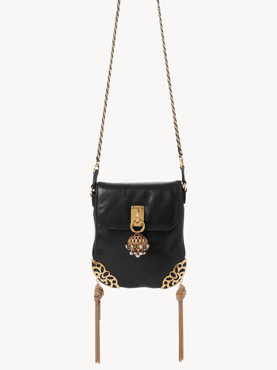 CHLOE Château Treasures chain flap bag in grained leather Black