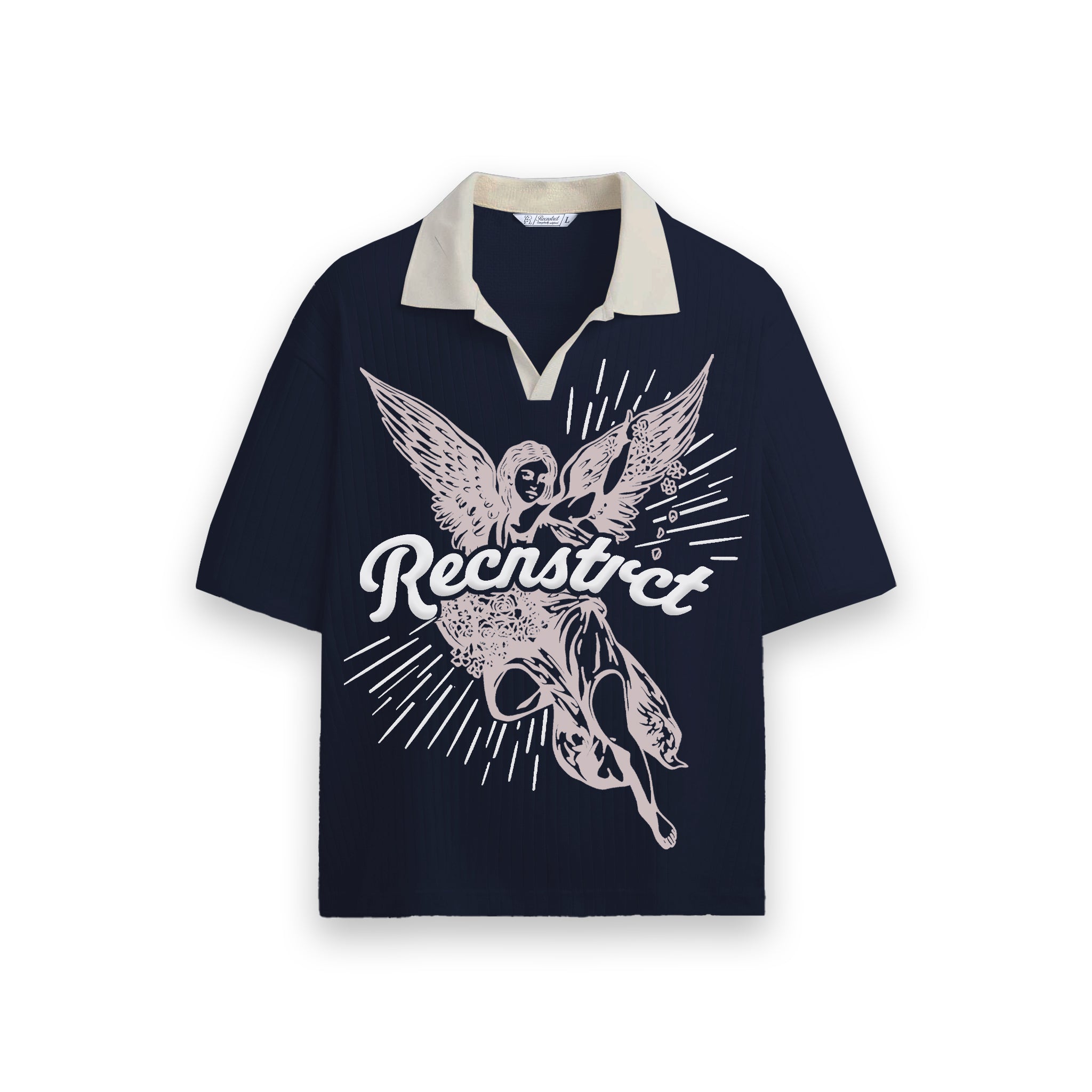 Angela Waffleknit Polo Tshirt - Navy Blue