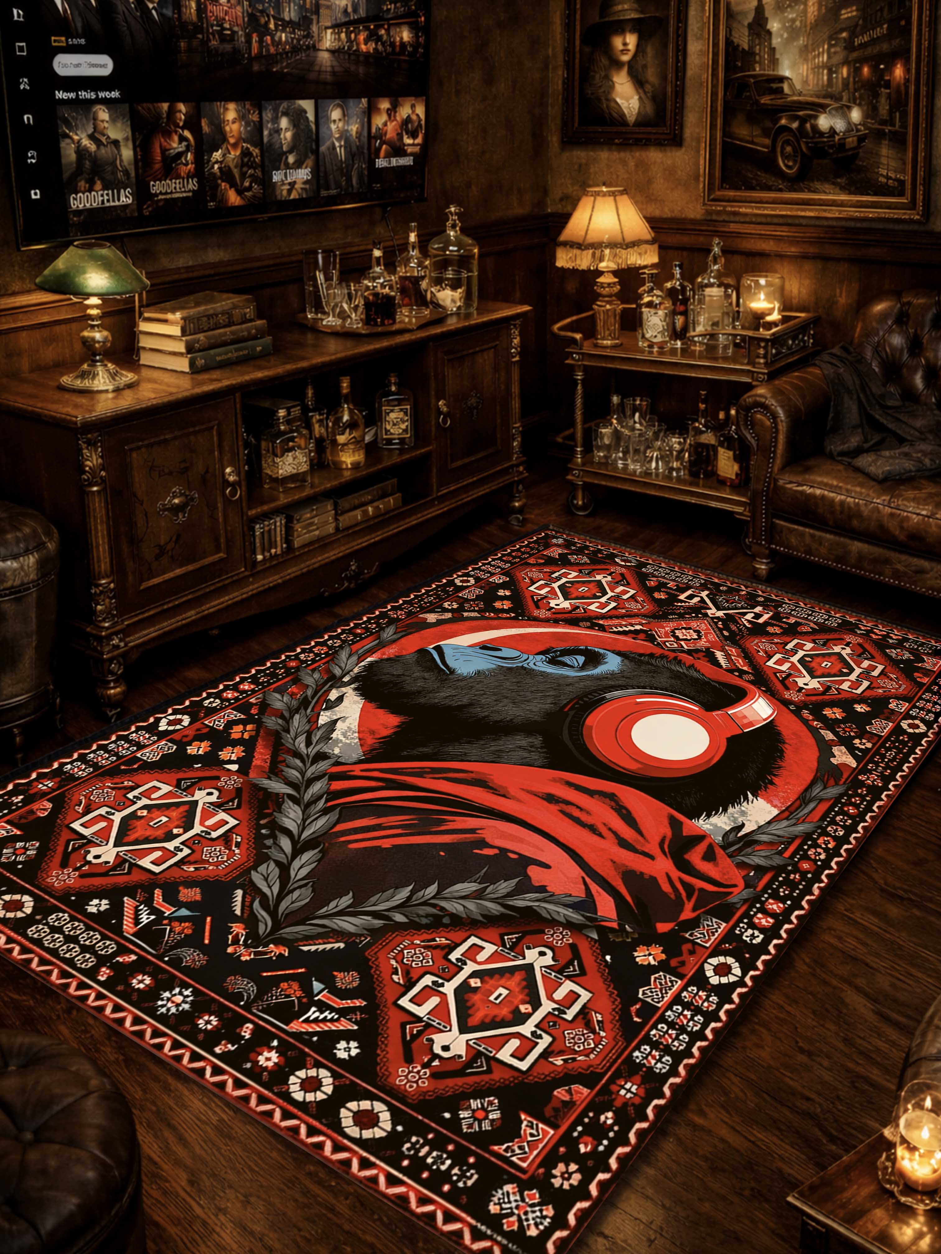 Red chimpanzee Traditional Washable Custom Rug